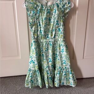 J Crew Girls Floral Green and Blue Dress, Size 10